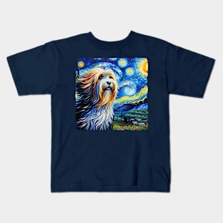 Starry Tibetan Terrier Dog Portrait - Pet Portrait Kids T-Shirt
